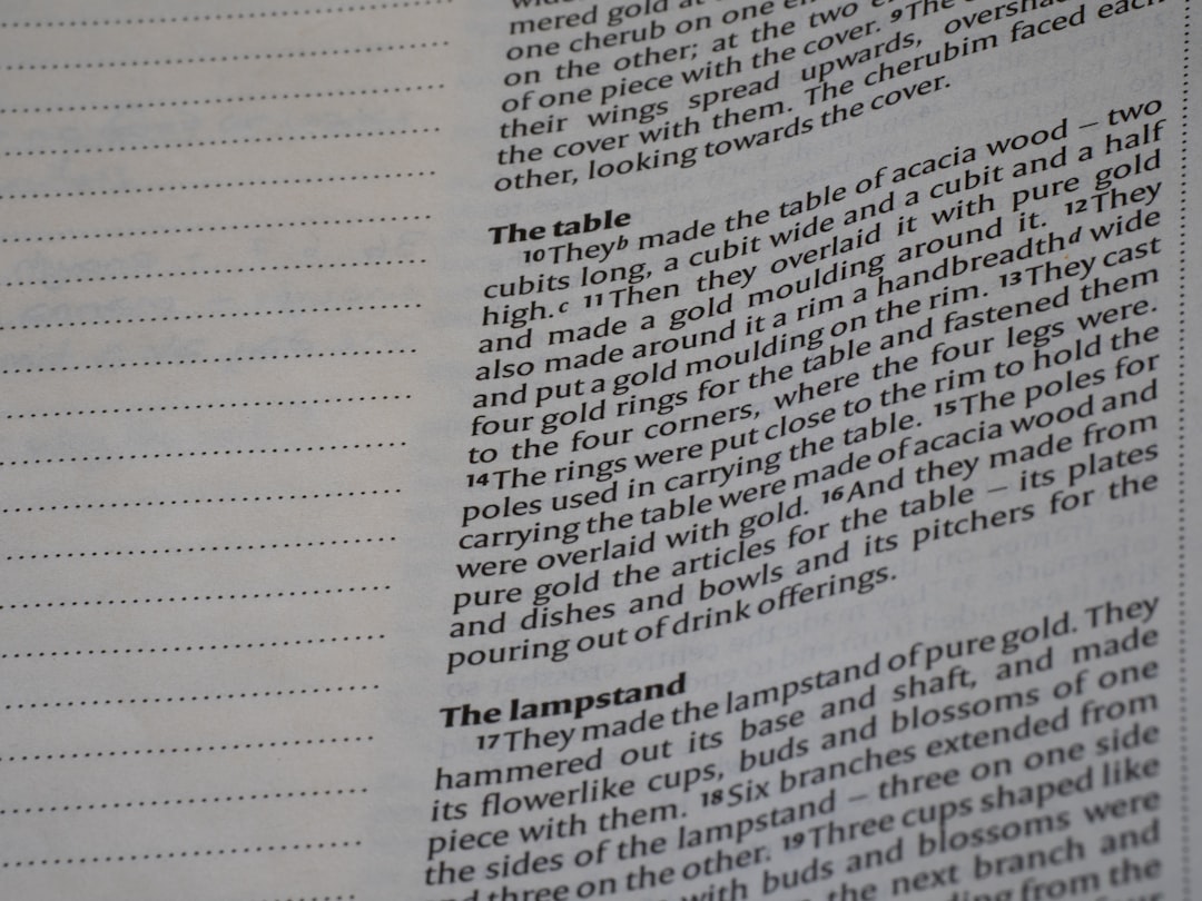 Close-up of text on a page with a dotted margin