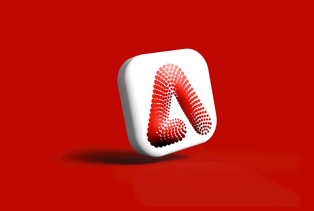 Abstract red and white logo on red background