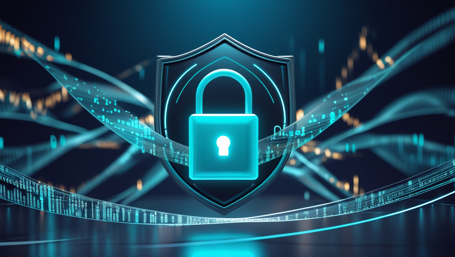 Glowing padlock and digital shield symbolizing password security