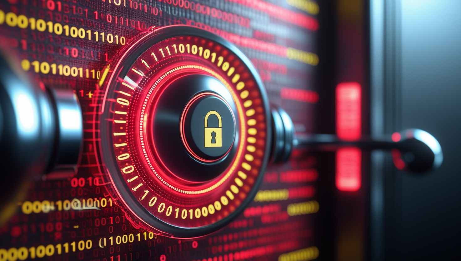 Password security warning with digital lock and breach alerts