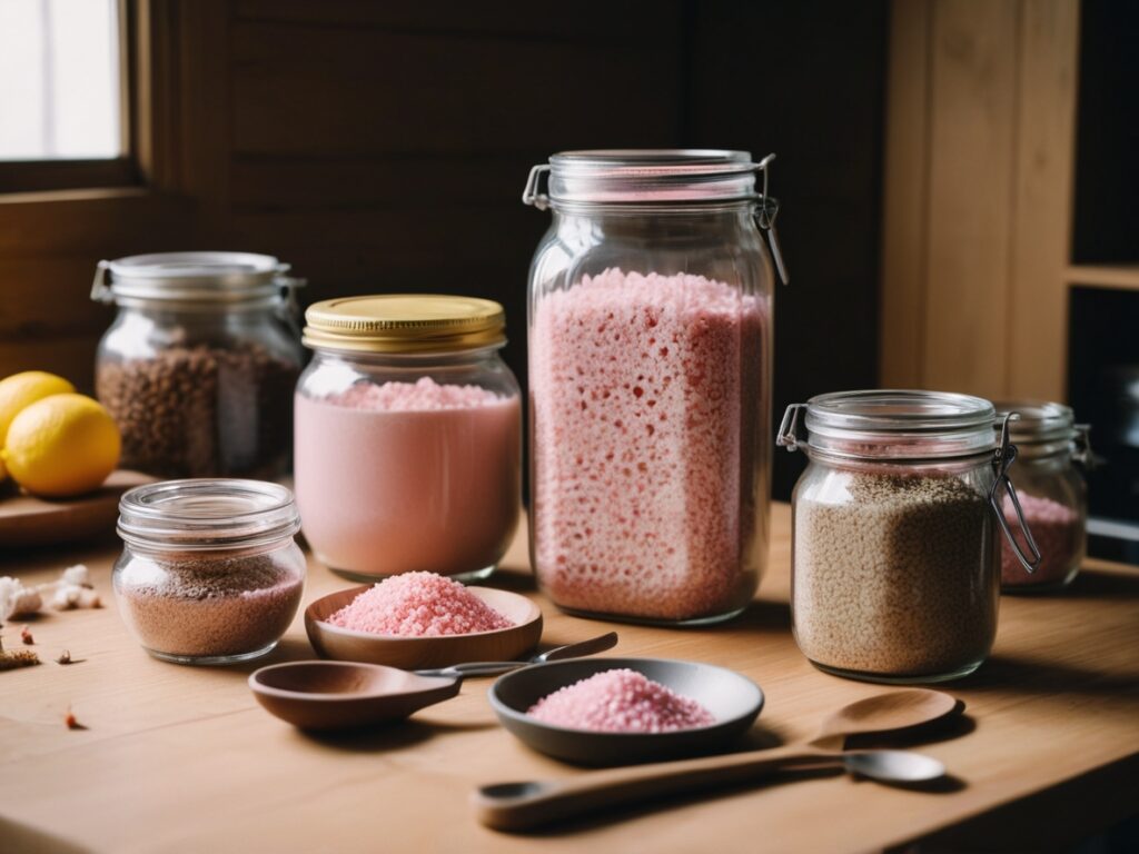 Components of a DIY fermentation kit arranged neatly on a kitchen table
